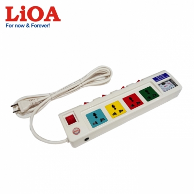 Ổ cắm kéo dài công suất lớn có đồng hồ báo điện áp 4 ổ cắm 2 lõi dây LiOA 4OFSSV2.5-2 - 4OFSSV2.5-2